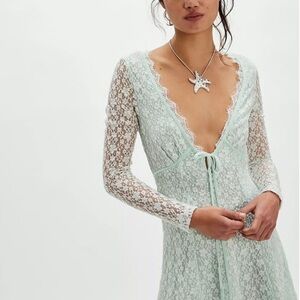 NWT Free People‎ Petra Mini Dress Lace Long Sleeve